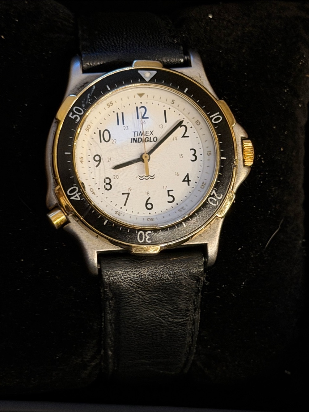 Vintage 1992 Timex Indiglo Men's Diver Watch - Silver & Gold Two-Tone